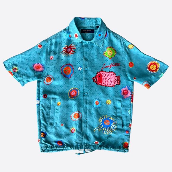 Louis Vuitton Yayoi Kusama Blue Faces Monogram Silk Shirt